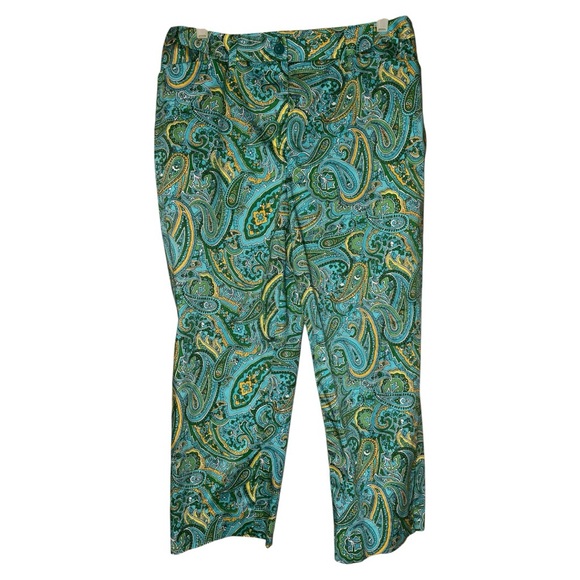 Jones New York Signature Paisley Stretch Crop Pants Colorful 12 Resort Retro - Picture 1 of 8
